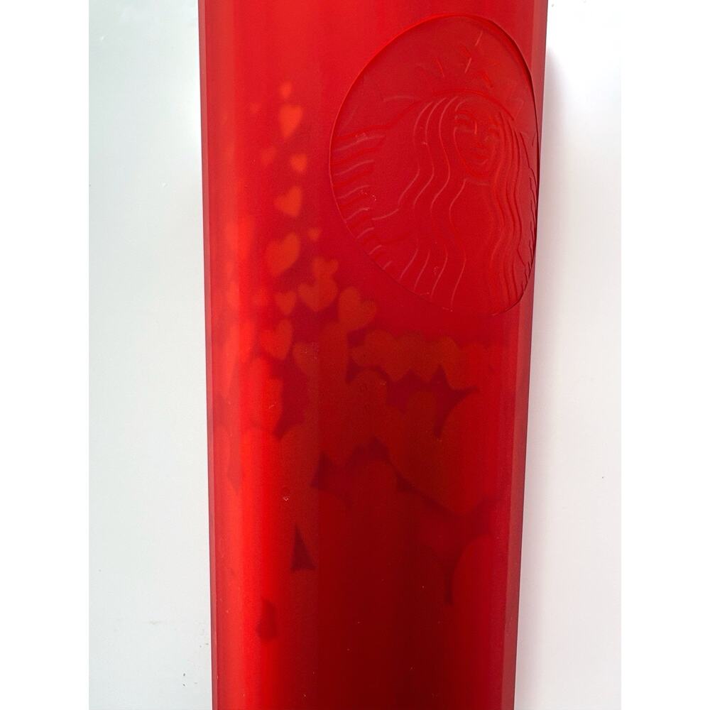 Starbucks Cold Cup Tumbler Red Hearts Valentine's 2022 24ozDome Lid Straw Venti - Picture 4 of 5
